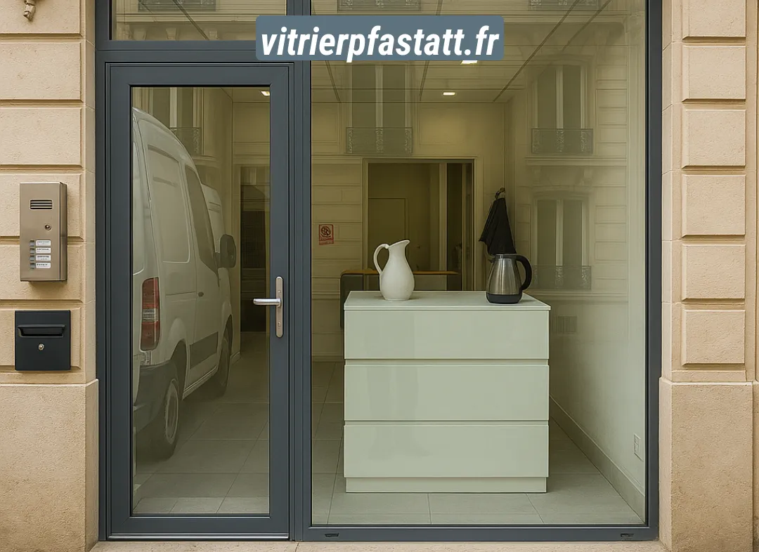 Façade vitrine de magasin en aluminium sur mesure à Pfastatt
